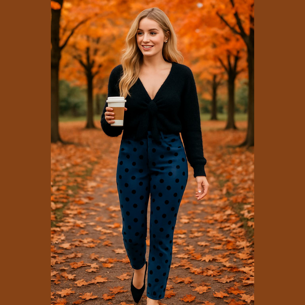 NWT Martha Stewart Polka Dot Knit Denim Jeans 16 blue black
